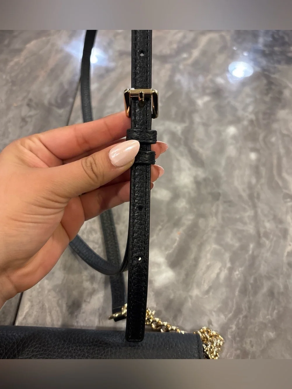 Michael Kors Black Pebbled Leather Crossbody with Gold MK Emblem - Picture 5 of 7